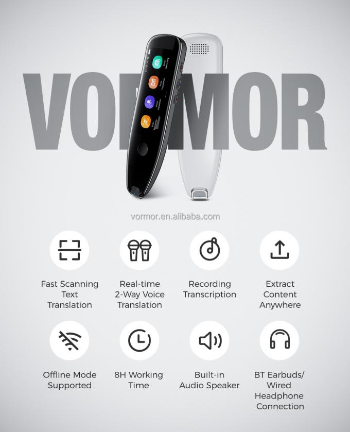 工場直売の即刻の声の全体的な携帯用秘密の言語訳者装置Vormor X5教育AIのスキャンの読者のペン